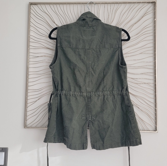 Sanctuary Olive Green Linen Blend Day Trip Open Drape Front Vest/Jacket Small - Picture 7 of 10
